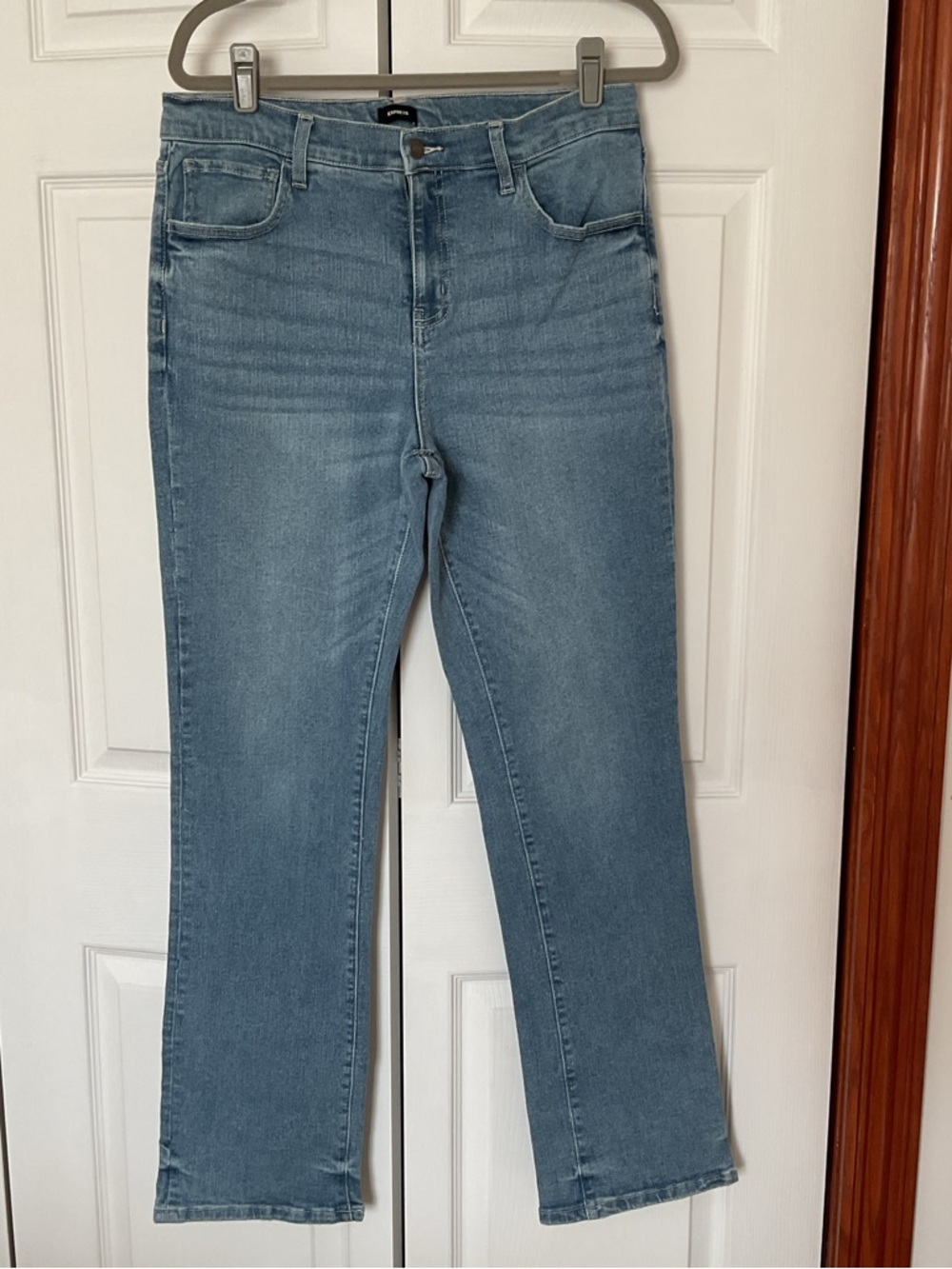 Express Light Blue Straight Leg Jeans